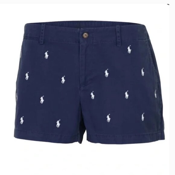Polo Ralph Lauren Navy & White Pony Embroidery Cotton Summer Chino Shorts Size 4 - Picture 5 of 10